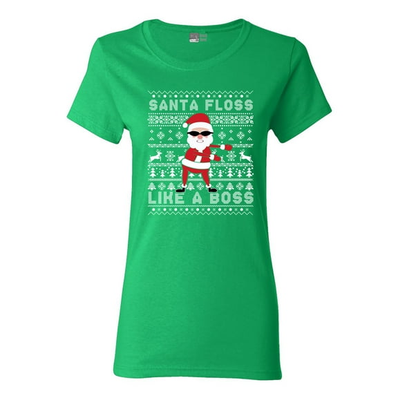 Ladies Santa Floss Like A Boss Christmas Funny DT T-Shirt Tee
