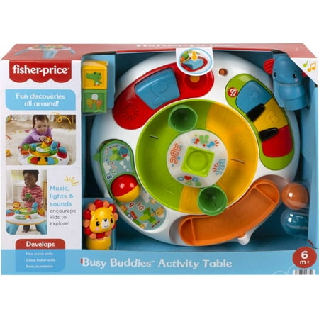 Fisher-Price Busy Buddies Activity Table Electronic Learning Toy for Infant and Toddler