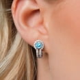 thumbnail image 3 of Gem Stone King 925 Sterling Silver Blue Apatite and White Created Sapphire Earrings for Women (1.49 Cttw, Gemstone Birthstone, Round 5MM), 3 of 6
