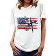 thumbnail image 1 of Hauts d'Été Grande Taille pour Femmes Hauts d'Été Tendance pour Femmes Imprimé de la Fête de l'Indépendance Vacances Manches Courtes Col Rond Décontracté Coupe Ample T-Shirts Graphiques Col en V T-Shirt Femme en Liquidation, 1 of 4