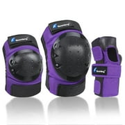 QUANFENG QF Knee Pads, Elbow Pads and Wrist Guards, 6 Pieces Cycling Skateboarding Protective Gear Set for Youth, Teen (Purple)