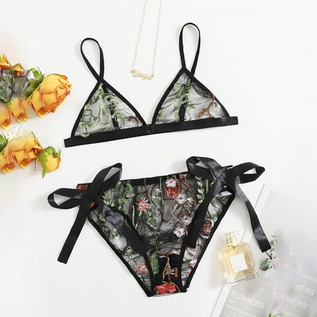 

XHJUN Women floral Lingerie Teddy Lace Bra and Panty Set with 2 pieces Trim Sheer Babydoll Sexy Bodysuit