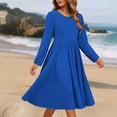 thumbnail image 5 of Busydd Women Dresses Fashion Solid Color Long Sleeve Dress for Women Round Neck Tiered Casual Dresses for Women M, 5 of 6