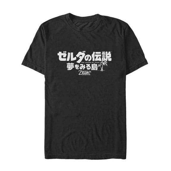 Men's Nintendo Legend of Zelda Link's Awakening Kanji Logo  Graphic Tee Black Large