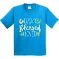 thumbnail image 3 of Inktastic Lucky Blessed and Loved Horseshoe Clover Hearts Youth T-Shirt, 3 of 5