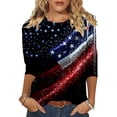 thumbnail image 2 of Zivyakyron Patriotic Tshirts Shirts for Women 4th of July Summer Sequin Womens Top Loose Casual 3/4 Sleeve Clothes, 2 of 7