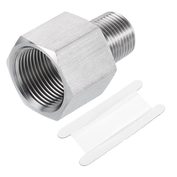 Pipe Fitting Reducing Adapter, 3/8" NPT x M22 Reducer Connector, Silver