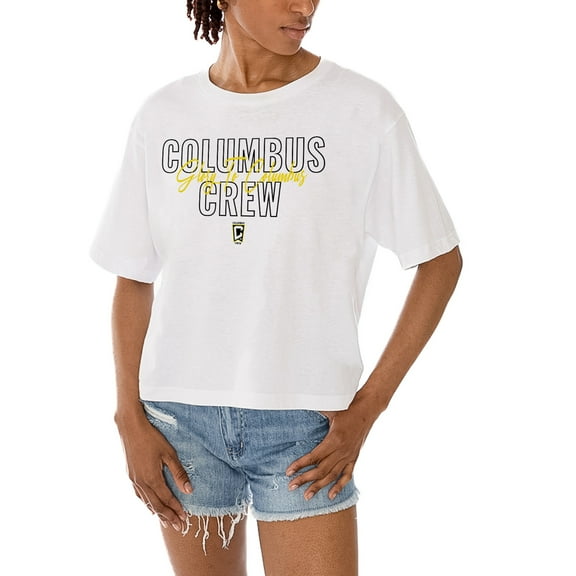 Women's Gameday Couture  White Columbus Crew Keep Playing Cropped T-Shirt