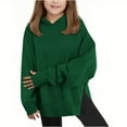thumbnail image 2 of MKOSPLRT Kids Hoodies 5-14Y Girls Oversized Sweatshirts Long Sleeve Slit Hem Pullover Basic Solid Fleece Sweat Shirts with Thumb Holes, 2 of 8
