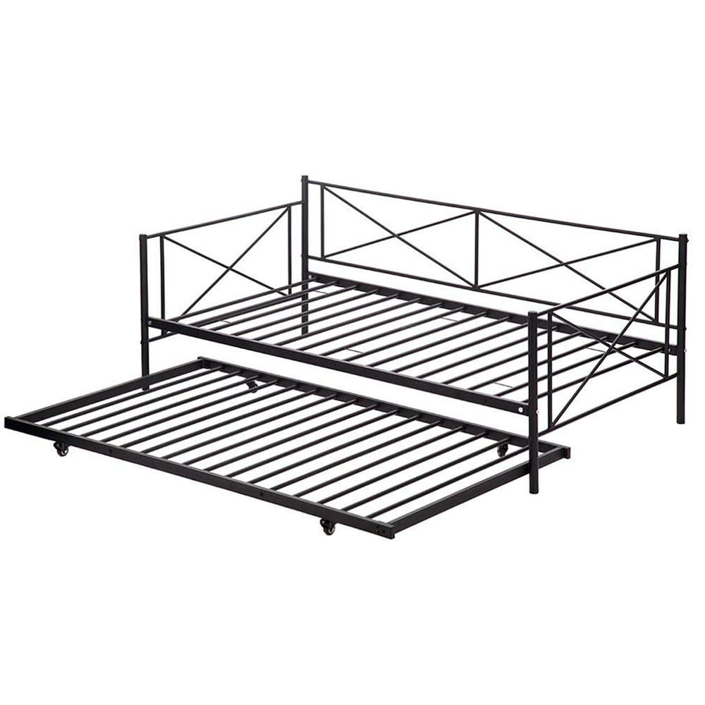 Daybed Metal Daybed Frame With Steel Slats Bedframe Trundle Combo Heavy
