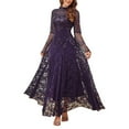 thumbnail image 2 of Prom Dresses for Women Elegant Lace Long Sleeve Crewneck Flowy Maxi Dress Formal Evening Gowns, 2 of 8