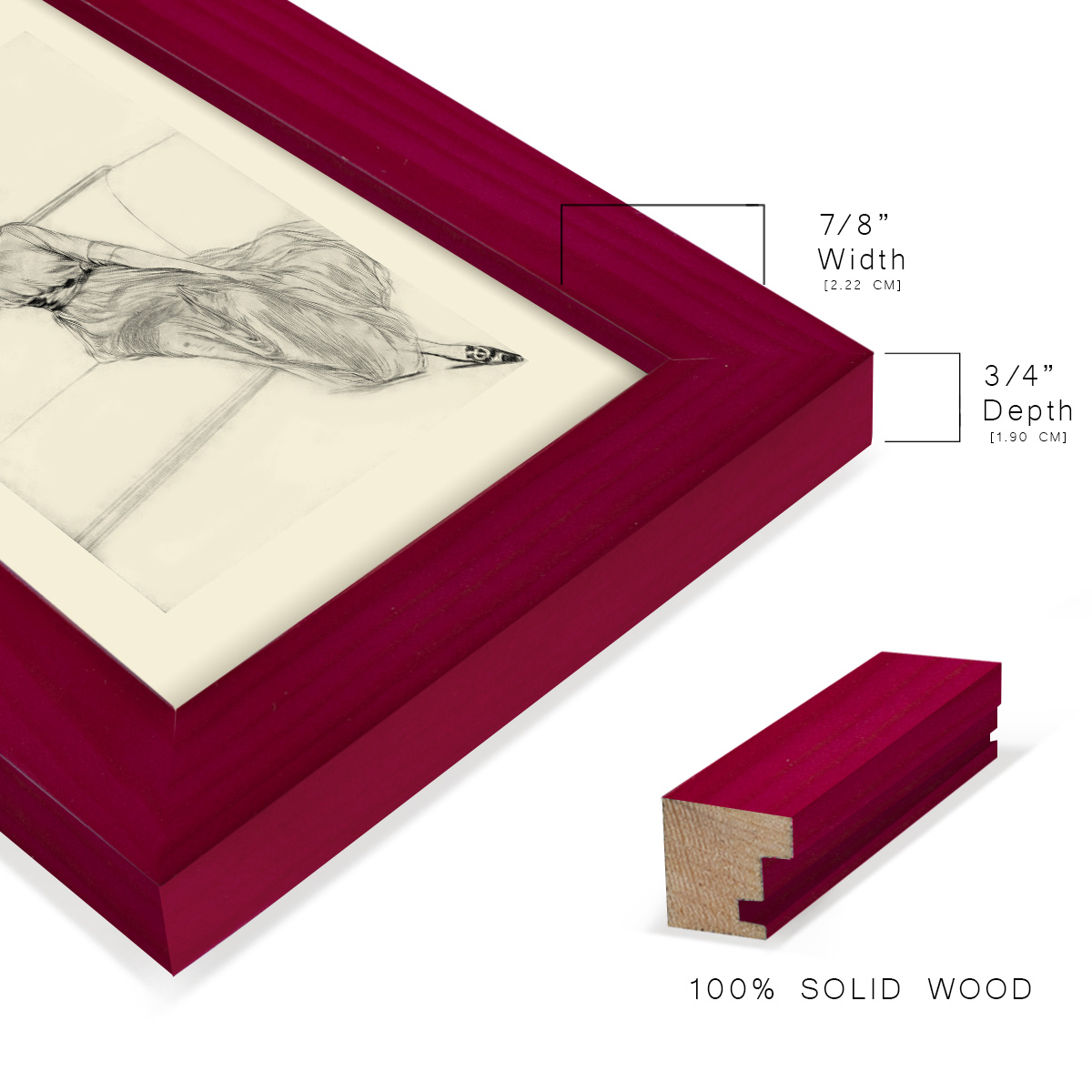 Feather Hat I -Framed Print w/glass-Cherry Red