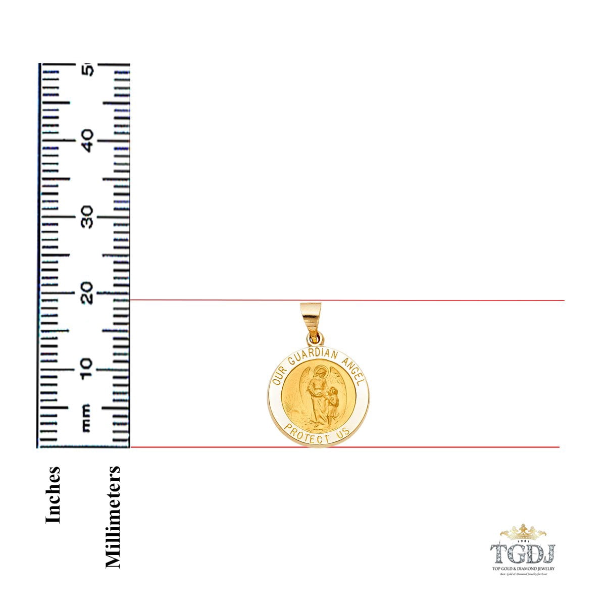 TGDJ 14k Yellow Gold Religious Our Guardian Angel Pendant
