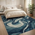 thumbnail image 3 of ODIKA 8'x10' Ultra-Soft Area Rug, Navy Long Ocean Inspired Gradient Accessories Racetrack Hallway None Washable, Bare feet friendly, Silk-Touch for Bedroom, Under Sectional, 3 of 7
