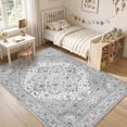 thumbnail image 3 of Janvonne Bohemian Area Rug, Boho Chic Distressed Oriental Carpet, Washable Non-Slip Vintage Floral Rug for Living Room Bedroom Nursery,Grey, 6'x9', 3 of 8