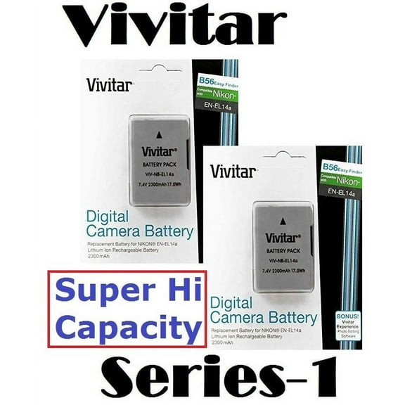 2-Pcs Hi Capacity EN-EL14a Lithium Ion Replacement Battery for Nikon EN-EL14
