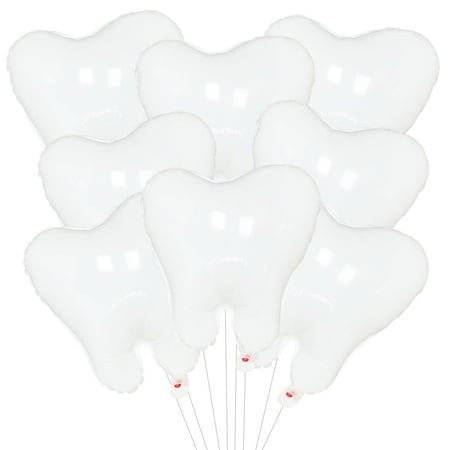 8 Pieces White PriNst Tooth Foil Balloons Decorations, 22 Dental Balloons for Graduation, Tooth Fairy Parties, Dentist Office Decor, Kids First Tooth Celebrations, and Birthday Party Supplies