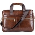 thumbnail image 1 of Genuine Leather Briefcase Messenger Bag for Men with Padded Protection Fits 14 Inch Laptop, 1 of 6