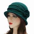 thumbnail image 2 of DLAPL Women's Wool Cloche Bucket Hat with Flower Accent,Floral Teal Green, 2 of 5