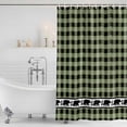 thumbnail image 4 of Sage Green Black Waterproof Fabric Shower Curtain,Farmhouse Vintage Bear Buffalo Plaid Waterproof Fabric Shower Curtain for Bathroom Curtains Bathtubs Shower Curtains with 12 Hooks Extra Long 72x96, 4 of 8