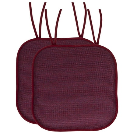 

Cameron Memory Foam Non-Slip 16 x 16 Chair Cushion Pad with Ties 2 Pack - Wine