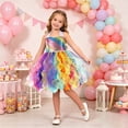 thumbnail image 2 of Likimi Child Kids Girls Dress Solid Color Sequins Square Neck Sleeveless For Performance Elegant Dresses Multicolor Size 6-8 Years, 2 of 4