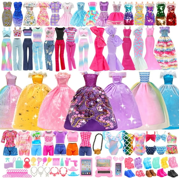 Paquete de 70 unidades de ropa y accesorios para muñecas BARWA de 11.5 pulgadas