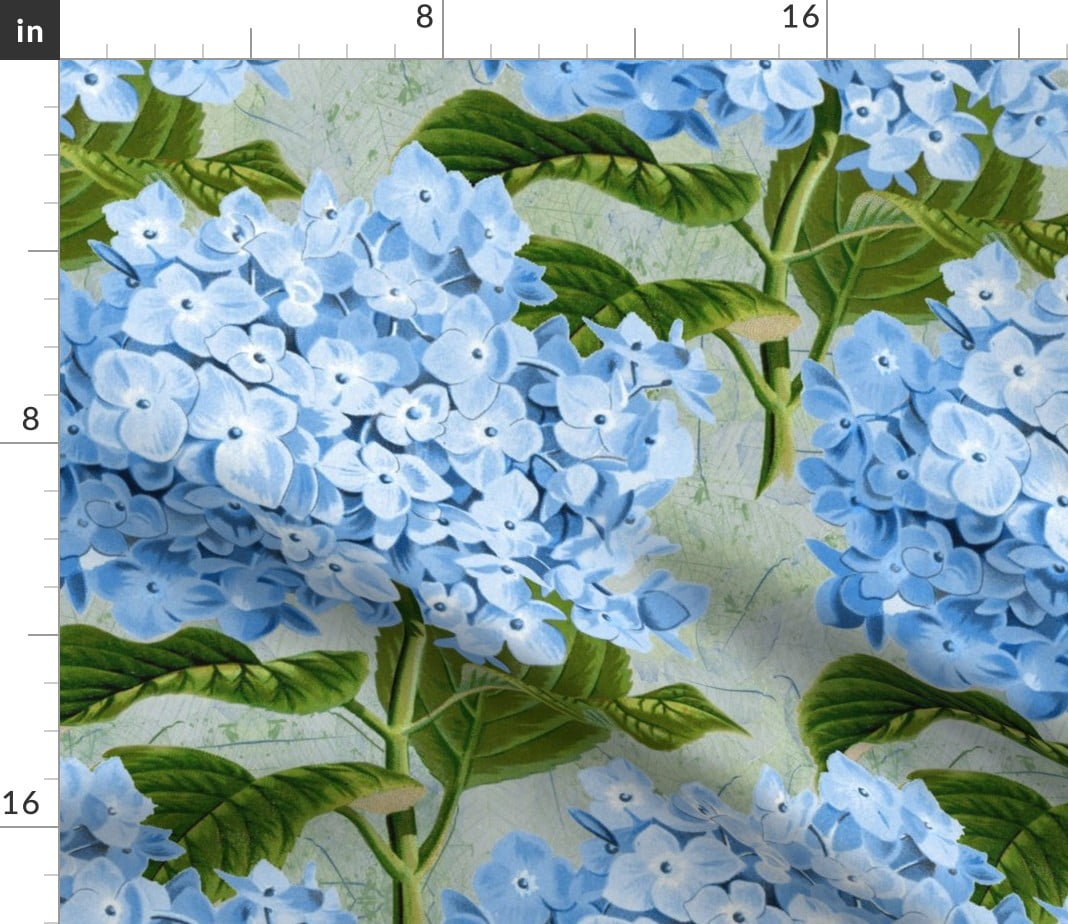 Spoonflower Fabric Hydrangea Skeleton Leaves Flower Blue Printed on