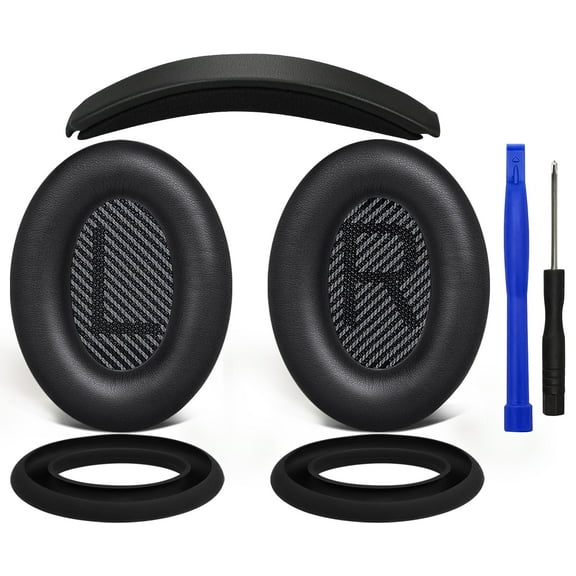 SOULWIT Ear Pads Cushions Headband Silicone Earpads Cover Protector, Replacement Kit for Bose QuietComfort 35 QC35, QC35 ii Over-Ear Headphones - Black