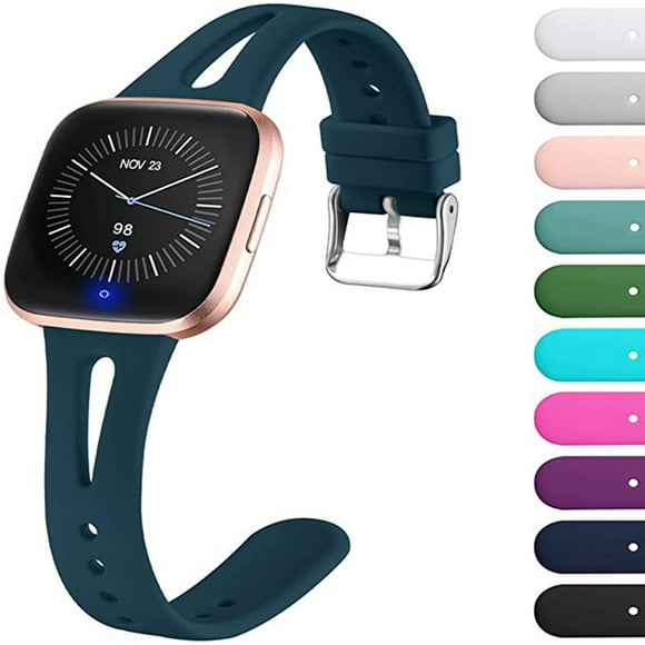 Waterproof watch strap smart watch wrist strap silicone replacement for Fitbit Versa2/versa Lite/versa Yanqing Small,Rock Green