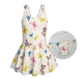thumbnail image 6 of COEQINE Girls One Piece Swimsuit with Attached Liner, Scoop Neck V-Back Swim Dress for Swim Lessons, Polyester Spandex Bathing Suit for Girls 3-4 Year Olds, Retro Butterfly, 6 of 8