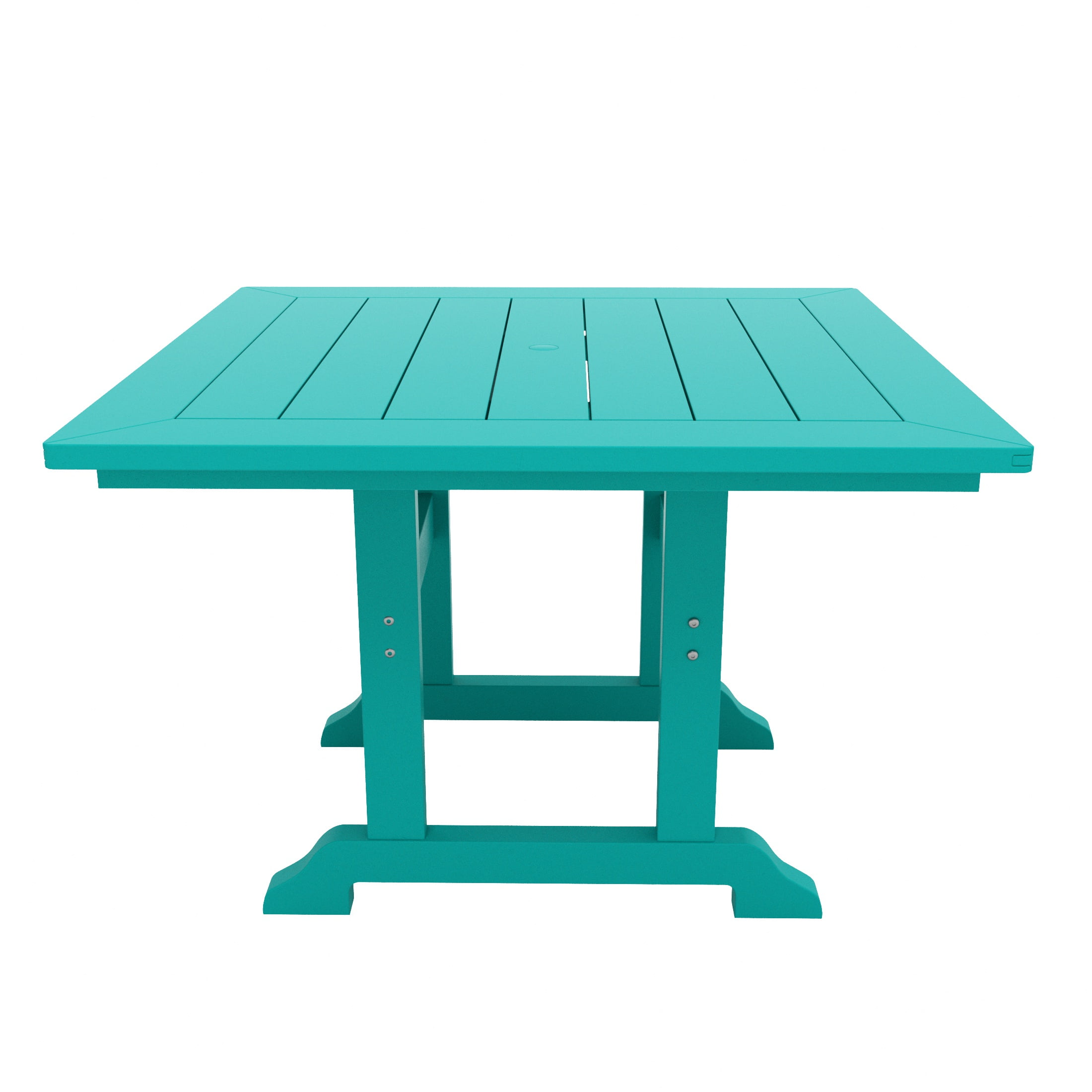 WestinTrends Malibu 5 Piece Adirondack Outdoor Dining Set, All Weather Poly Lumber Patio Table and Chairs Furniture Set, 43" Trestle Square Dining Table and 4 Adirondack Dining Chair, Turquoise