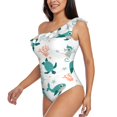 thumbnail image 4 of Balery Turtles And Seahorses One Shoulder Swimsuits for Women Ruffle Swimsuits Tummy Control One Shoulder Bathing Suits-, 4 of 8