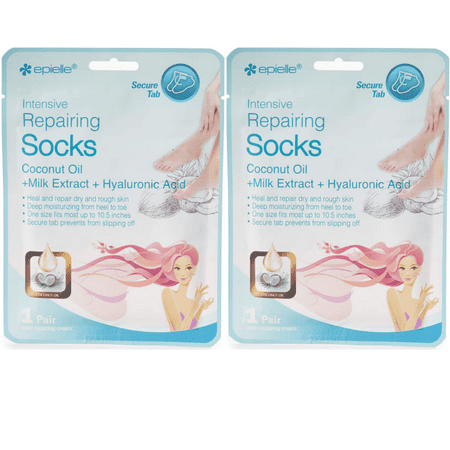 Epielle Intensive Repairing Socks Coconut Oil,Milk Extract and Hyaluronic Acid (2 Pack)