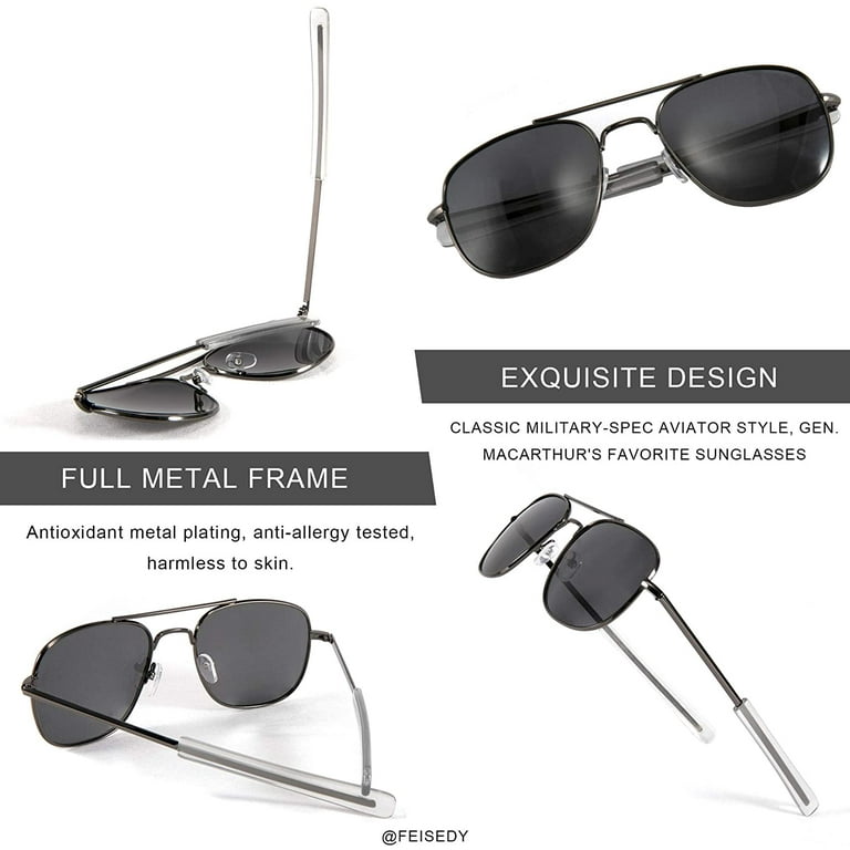 FEISEDY Mens Aviator Sunglasses Polarized Military Pilot  display picture 2