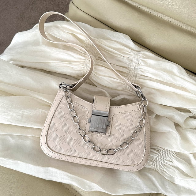 Bolso Moda para mujer Hobo Bag PU Underarm Bag para mujer Vacaciones Viajes (Blanco)