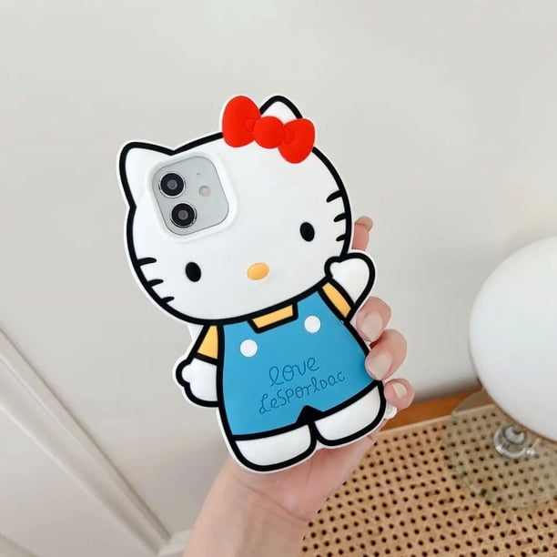 Fundas de teléfono de silicona con dibujos animados 3D de Hello Kitty, para iPhone 14, 13, 12, 11 Pro Max, XR, XS, Girl, a prueba de golpes, regalos de carcasa suave