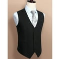 thumbnail image 5 of Men Plaid Suit Vest Black Formal Dress Vest V-Neck Slim Fit Waistcoat Business Wedding Party M, 5 of 7
