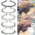 thumbnail image 3 of Xinwanna Black Metal Headbands Unisex Spring Wavy Hairband Non-Slip Sports Hair Hoop for Men Women Fitness Daily Wear (5pcs), 3 of 13
