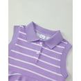 thumbnail image 3 of Baby Girls Clothes Toddler Girls Polo Dress 3T Girls Summer Casual Dress 4T Girls Lapel Sleeveless Stripe Dress Purple, 3 of 7