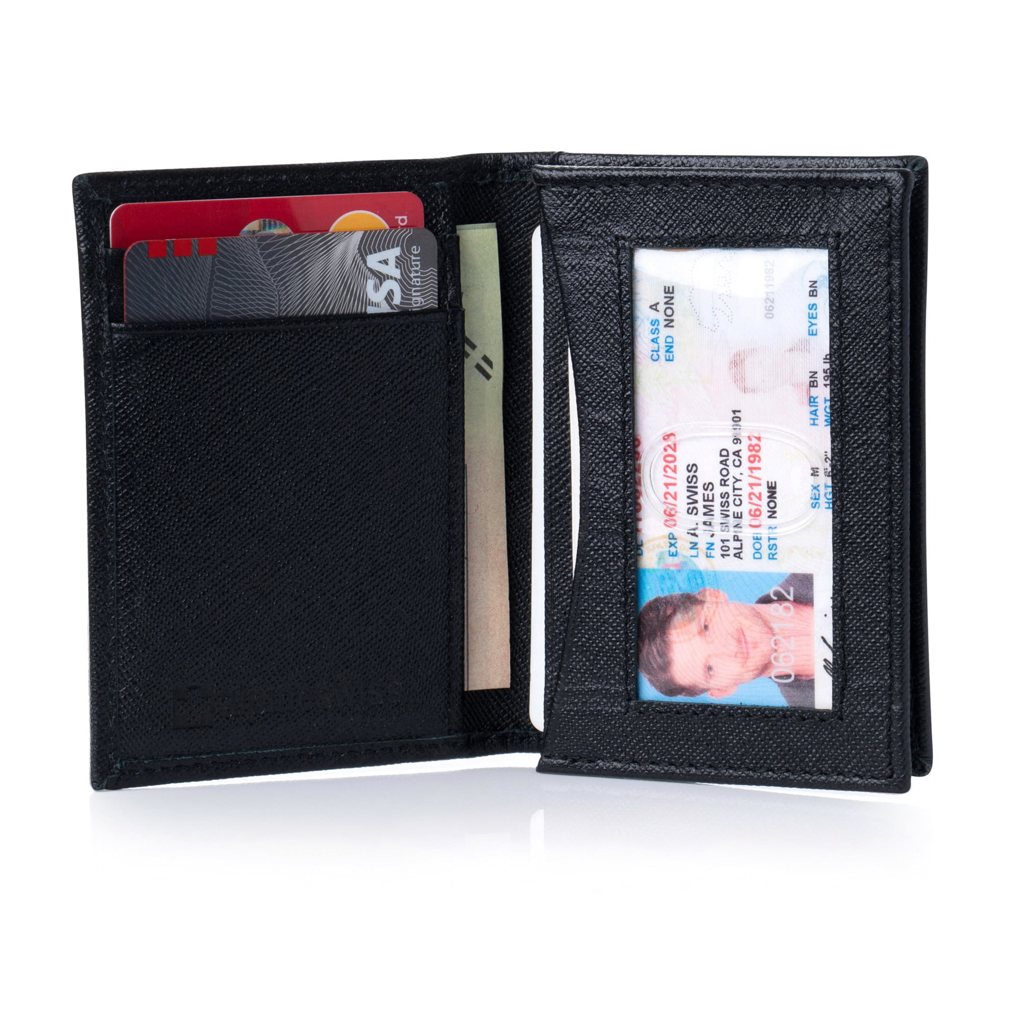 Alpine Swiss - Alpine Swiss RFID Leather Business Card Wallet Minimalist ID Window Card Holder ...