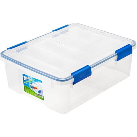 Ziploc 26.5-Quart (6.6-Gallon) WeatherShield Storage Box, Clear, Available in a Pack of 4 or Single