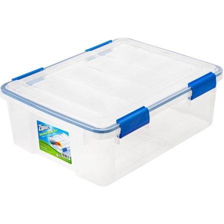 Plastic Water Storage Containers Ziploc 26.5 Qt./6.6 Gal. WeatherShield Storage Box, Clear (Available in a Pack of 4 or Single Unit) ()