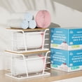 thumbnail image 3 of 2 Pack Stackable Storage Laundry Kitchen Organizers, Wall Mount Trash Bag Holder with Bamboo Top and Garbage Bag Dispenser No Drill, 3 of 15