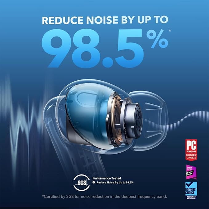 Restored Like New Soundcore by Anker Liberty 4 NC Wireless Noise Cancelling Earbuds, 98.5% Noise Reduction, Wireless Charging (Refurbished)