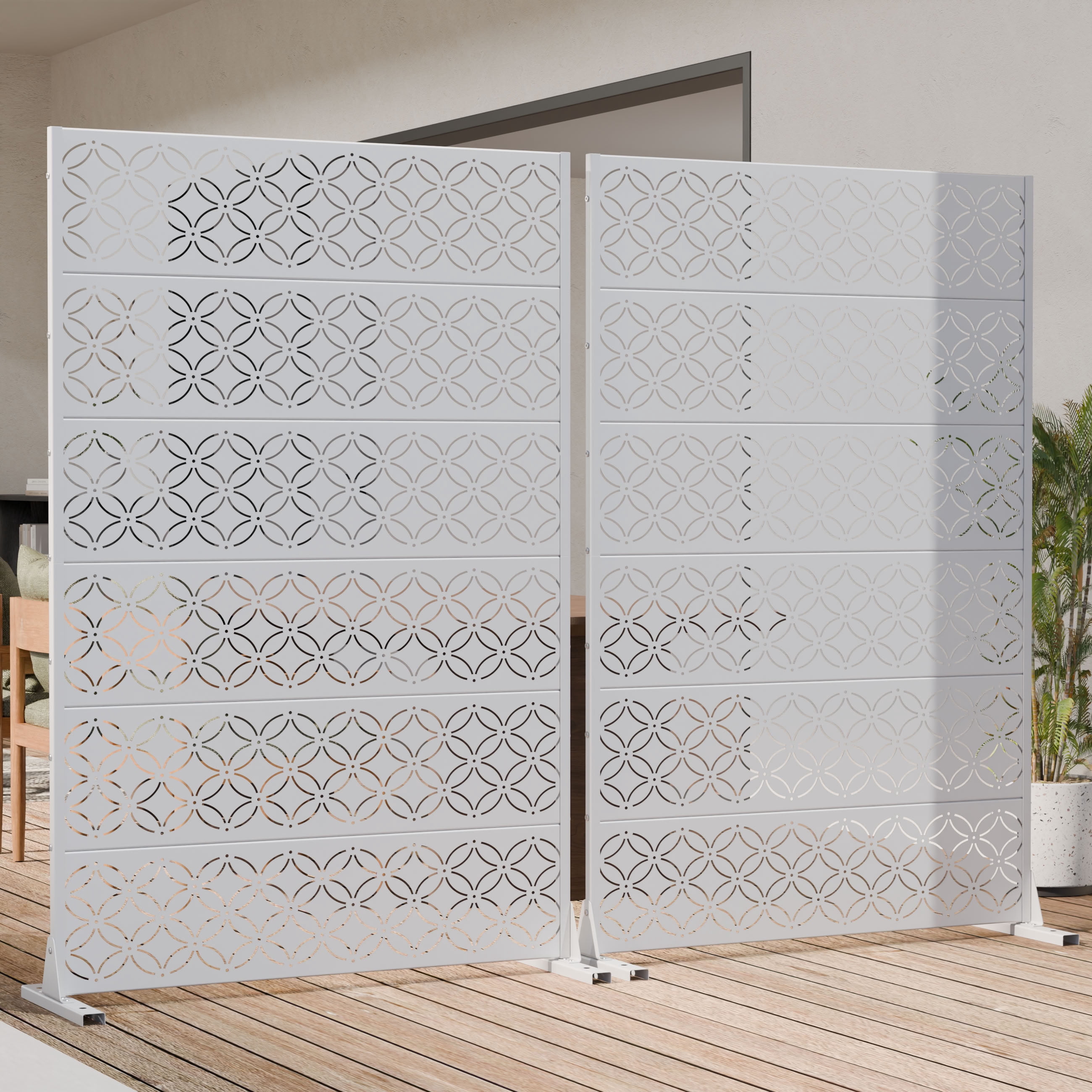 MAYEERTY 72*47in Outdoor Privacy Screen, Powder Coated Metal Privacy Fence, Sun Protection Privacy Panel for Patio, Balcony, Backyard, Garden