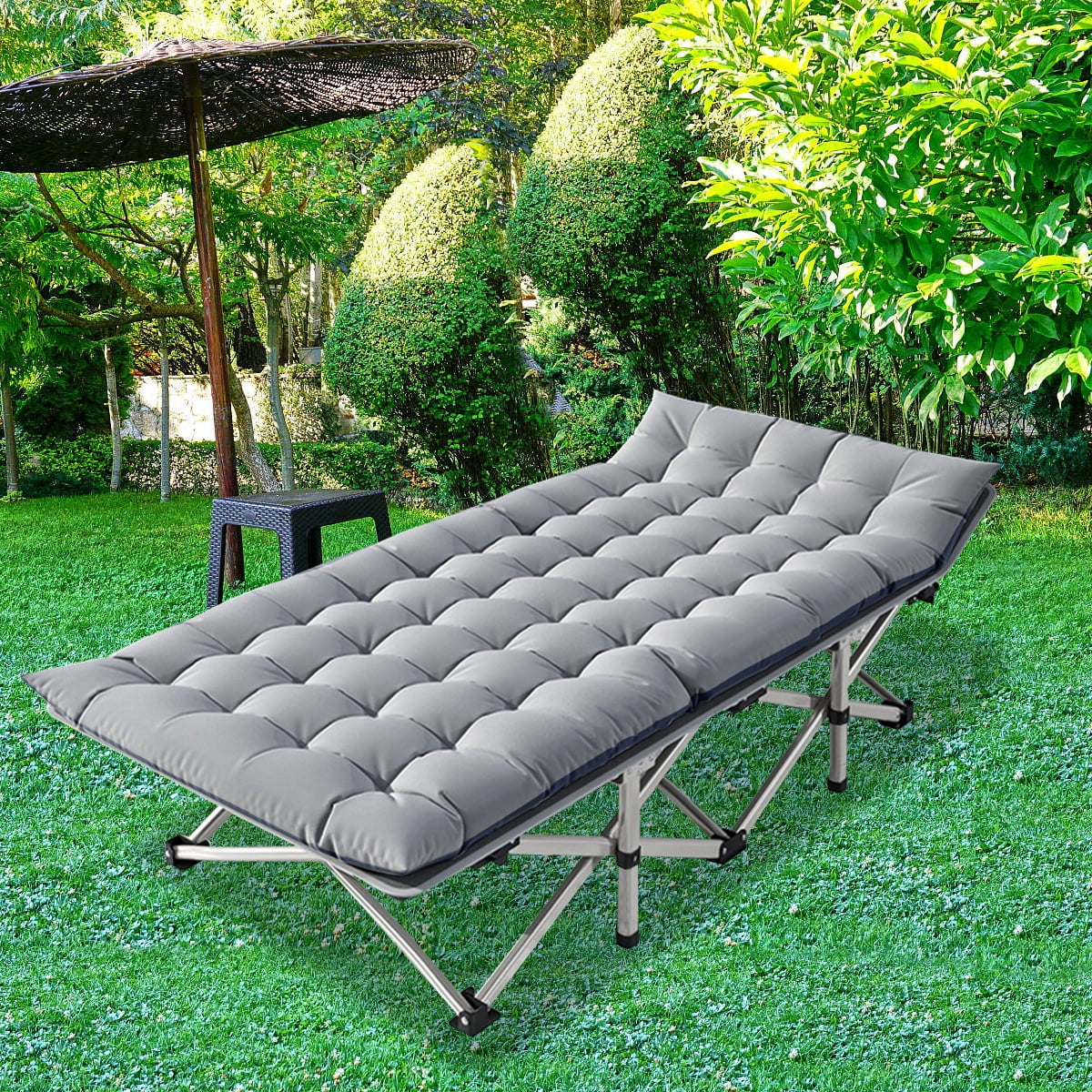 Lilypelle Folding Camping Cot with Thick Mattress, Double Layer Oxford