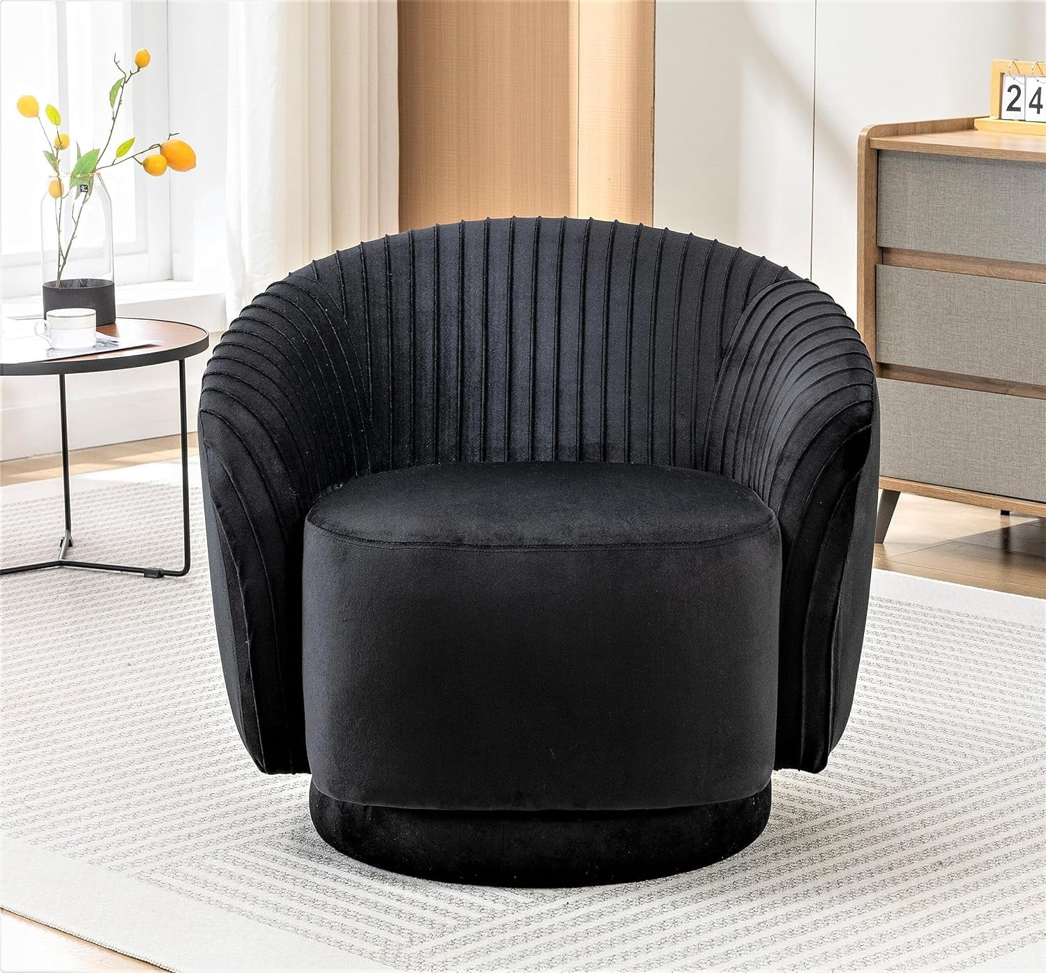 Uspridefurniture Modern Velvet Tufted Accent Chair, Black