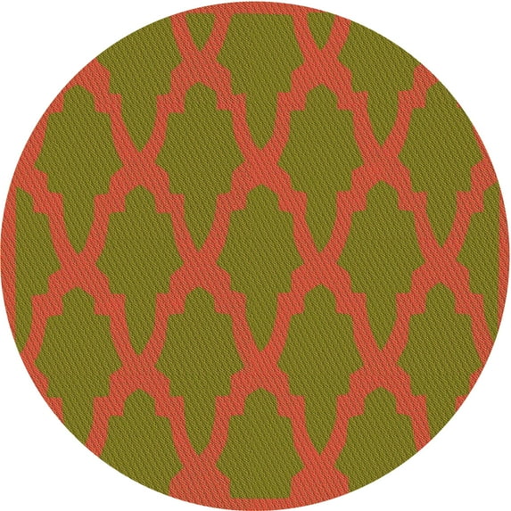 Ahgly Company Indoor Round Patterned Dark Yellow Green Area Rugs, 8' Round