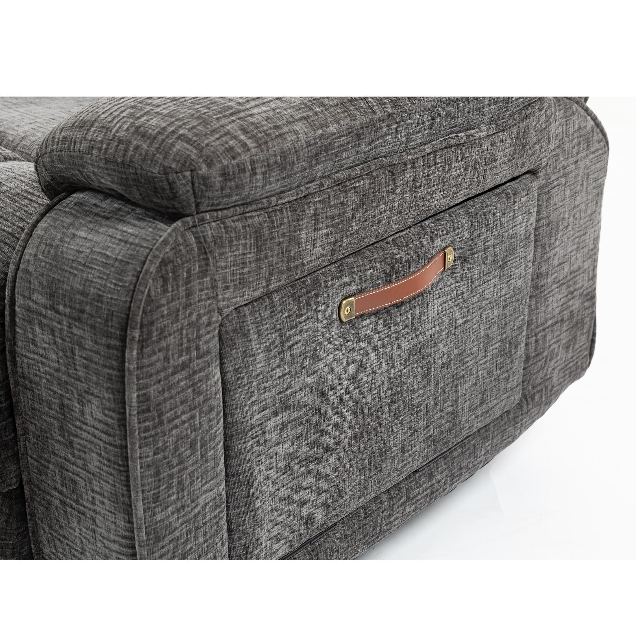 LEGAHOME Oversized Lift Recliner Chair with Heat & Massage, Fabric Lay Flat Recliner with Extended Footrest, Side Pockets, Cup Holders, USB Charging, Electric Power Sofa for Adults Seniors, Gray
